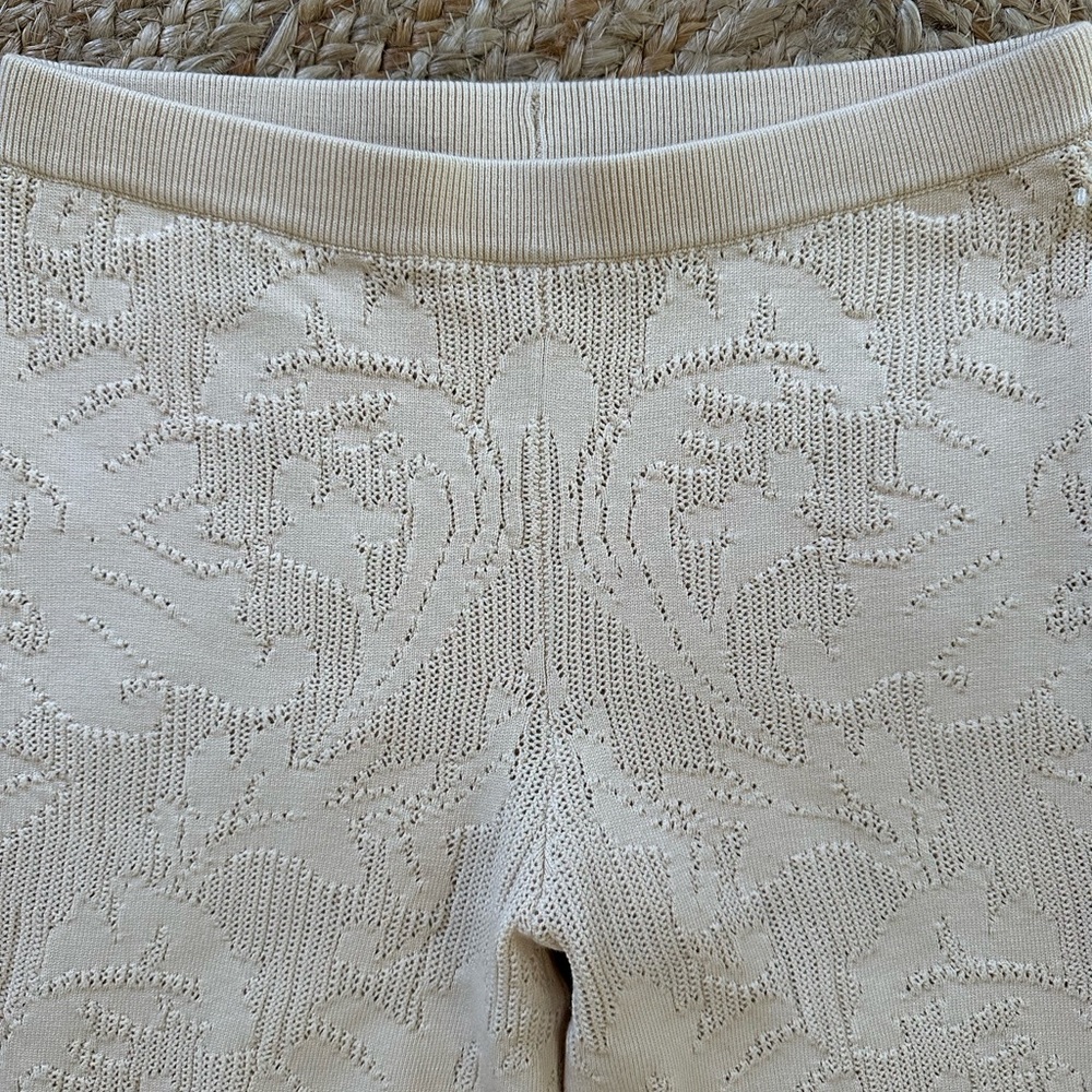 Cream Patterned Flare Pants - Picture 2 of 3